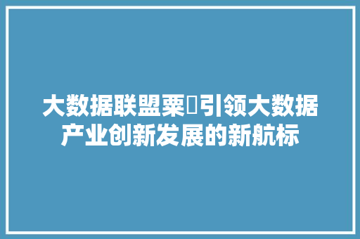 大数据联盟粟珺引领大数据产业创新发展的新航标