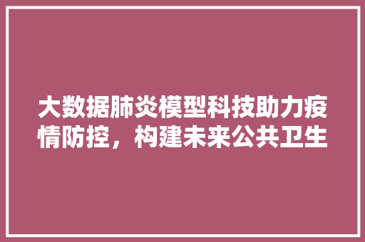 大数据肺炎模型科技助力疫情防控,构建未来公共卫生防线 大数据肺炎模型科技助力疫情防控,构建未来公共卫生防线