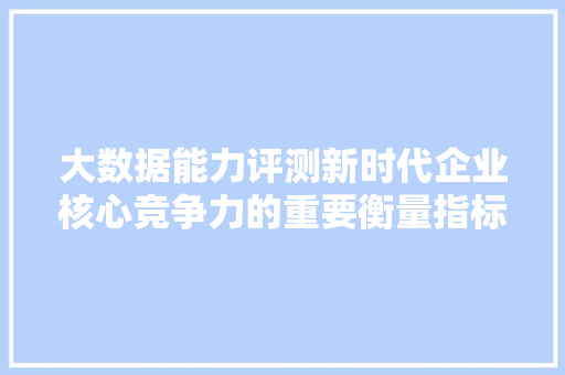 大数据能力评测新时代企业核心竞争力的重要衡量指标