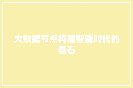 大数据节点构建智能时代的基石
