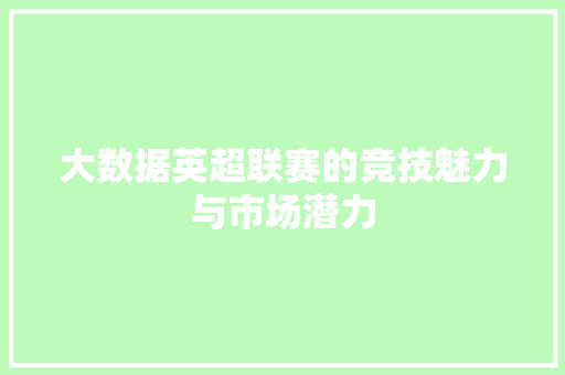 大数据英超联赛的竞技魅力与市场潜力