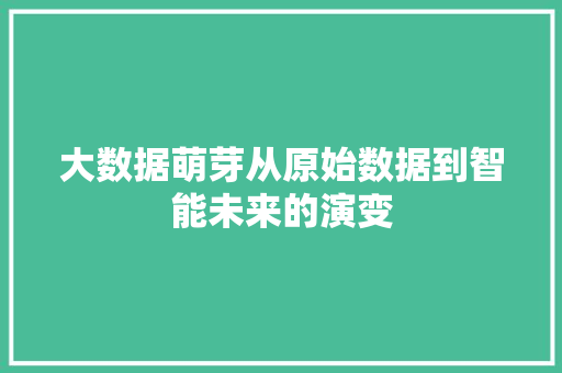 大数据萌芽从原始数据到智能未来的演变