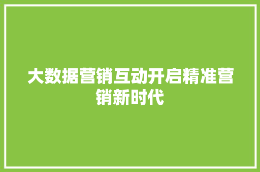 大数据营销互动开启精准营销新时代