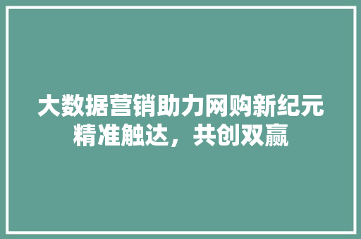 大数据营销助力网购新纪元精准触达，共创双赢