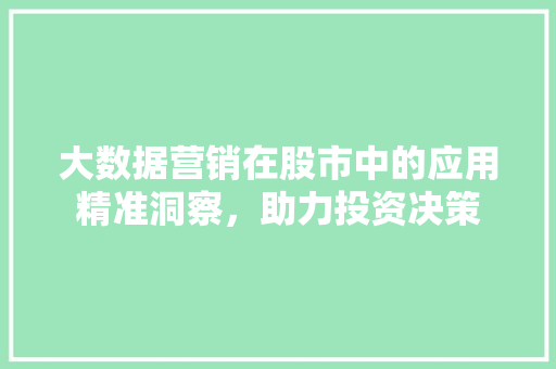 大数据营销在股市中的应用精准洞察，助力投资决策
