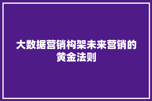 大数据营销构架未来营销的黄金法则 电脑基础