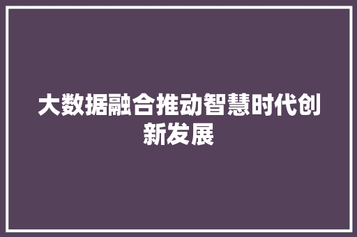 大数据融合推动智慧时代创新发展