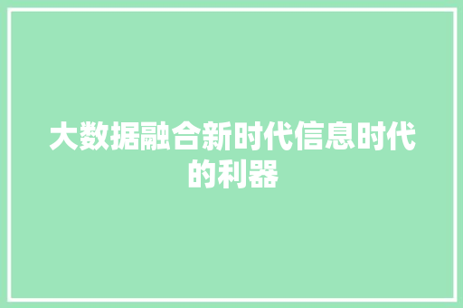 大数据融合新时代信息时代的利器