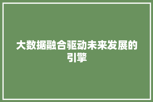 大数据融合驱动未来发展的引擎
