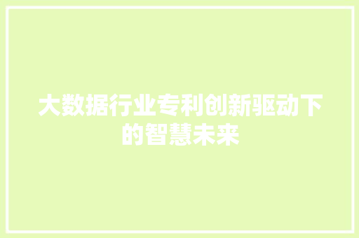 大数据行业专利创新驱动下的智慧未来