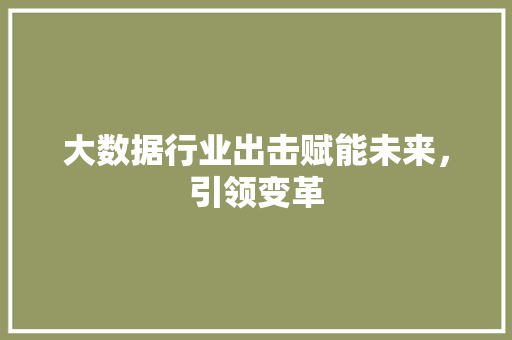 大数据行业出击赋能未来，引领变革