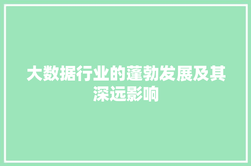 大数据行业的蓬勃发展及其深远影响