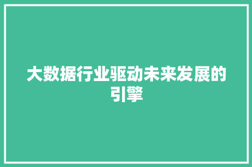 大数据行业驱动未来发展的引擎