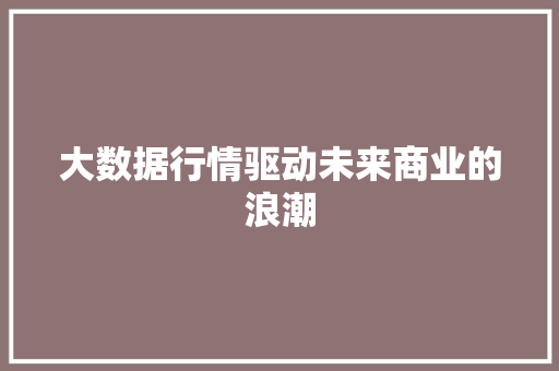大数据行情驱动未来商业的浪潮