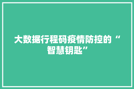 大数据行程码疫情防控的“智慧钥匙”