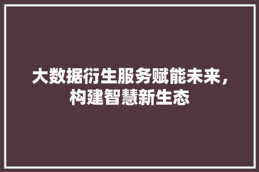 大数据衍生服务赋能未来，构建智慧新生态