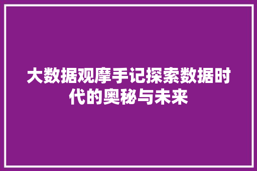 大数据观摩手记探索数据时代的奥秘与未来