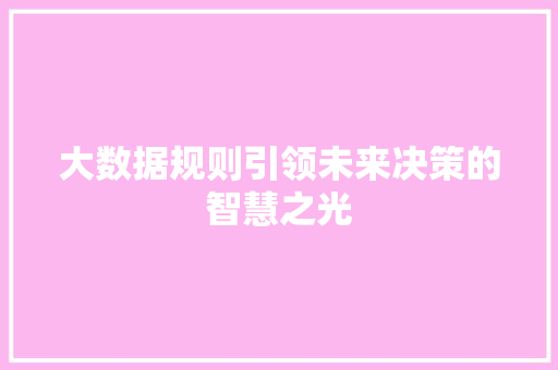 大数据规则引领未来决策的智慧之光