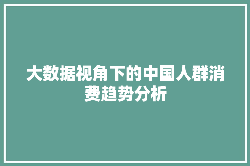 大数据视角下的中国人群消费趋势分析 电脑配置