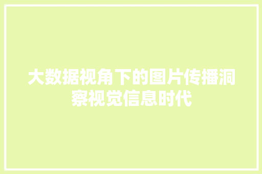 大数据视角下的图片传播洞察视觉信息时代 大数据视角下的图片传播洞察视觉信息时代
