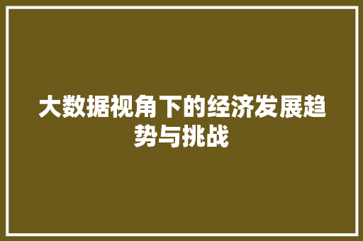 大数据视角下的经济发展趋势与挑战