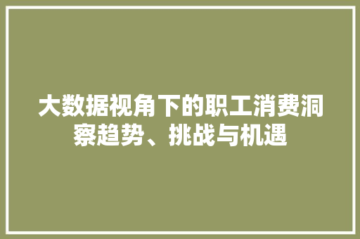 大数据视角下的职工消费洞察趋势、挑战与机遇