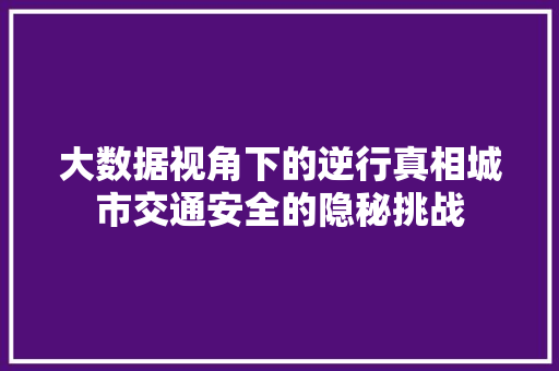 大数据视角下的逆行真相城市交通安全的隐秘挑战
