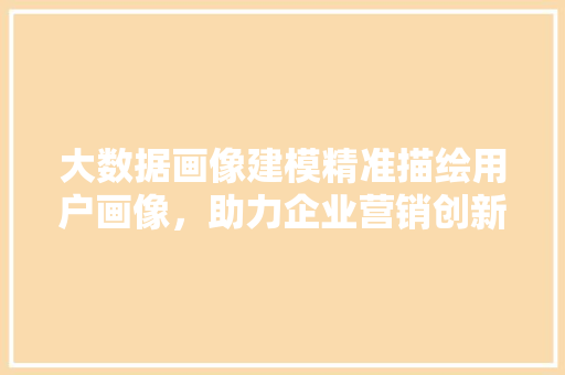 大数据画像建模精准描绘用户画像，助力企业营销创新