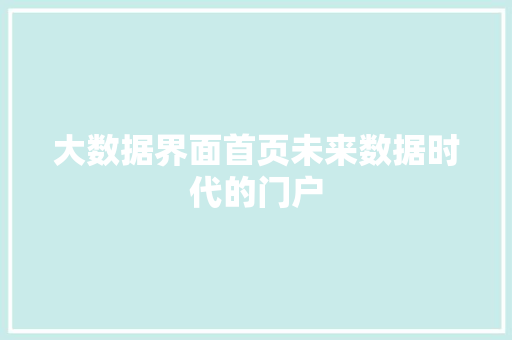 大数据界面首页未来数据时代的门户