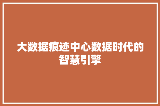 大数据痕迹中心数据时代的智慧引擎