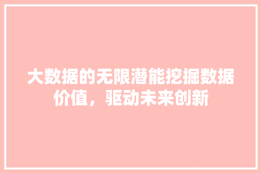 大数据的无限潜能挖掘数据价值，驱动未来创新