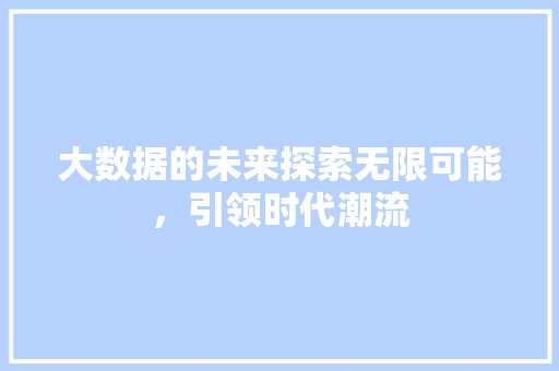 大数据的未来探索无限可能，引领时代潮流