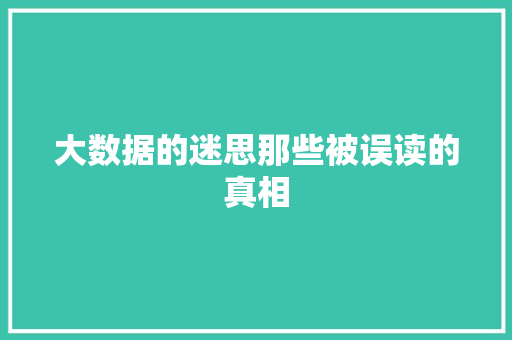 大数据的迷思那些被误读的真相