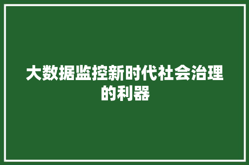 大数据监控新时代社会治理的利器