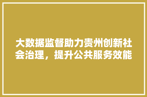 大数据监督助力贵州创新社会治理，提升公共服务效能