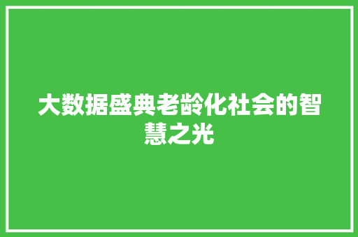 大数据盛典老龄化社会的智慧之光