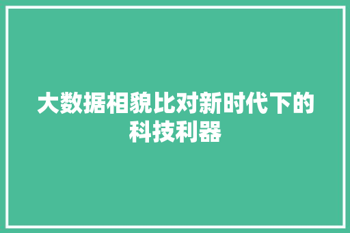 大数据相貌比对新时代下的科技利器 网络技术