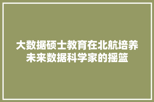 大数据硕士教育在北航培养未来数据科学家的摇篮