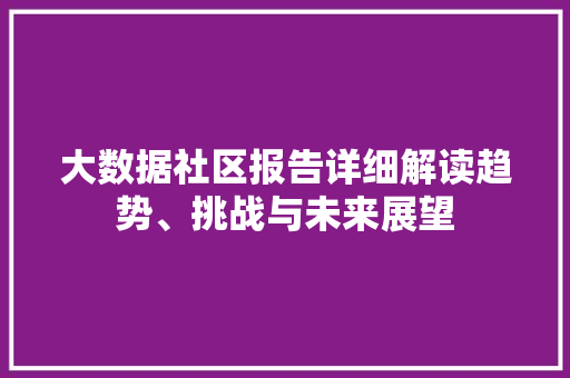 大数据社区报告详细解读趋势、挑战与未来展望