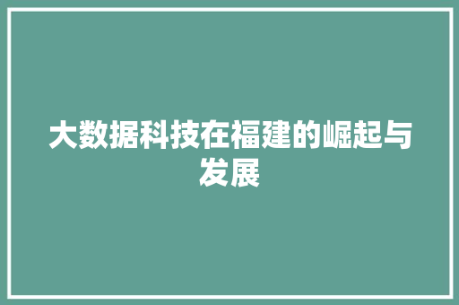 大数据科技在福建的崛起与发展