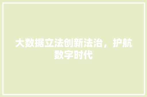 大数据立法创新法治，护航数字时代