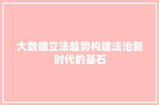 大数据立法趋势构建法治新时代的基石 大数据立法趋势构建法治新时代的基石