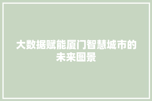 大数据赋能厦门智慧城市的未来图景