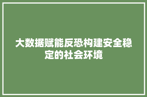 大数据赋能反恐构建安全稳定的社会环境