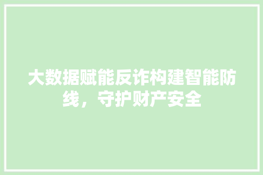 大数据赋能反诈构建智能防线，守护财产安全 网络技术