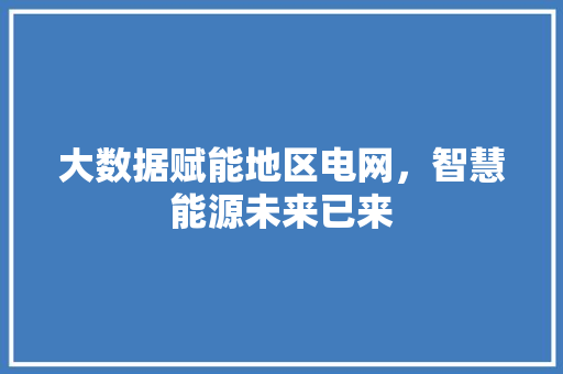 大数据赋能地区电网，智慧能源未来已来