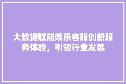 大数据赋能娱乐客服创新服务体验，引领行业发展