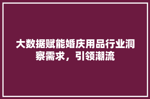 大数据赋能婚庆用品行业洞察需求，引领潮流 电脑配置