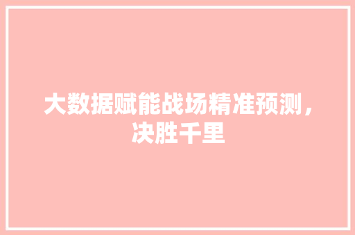 大数据赋能战场精准预测，决胜千里 编程语言
