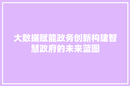 大数据赋能政务创新构建智慧政府的未来蓝图 大数据赋能政务创新构建智慧政府的未来蓝图